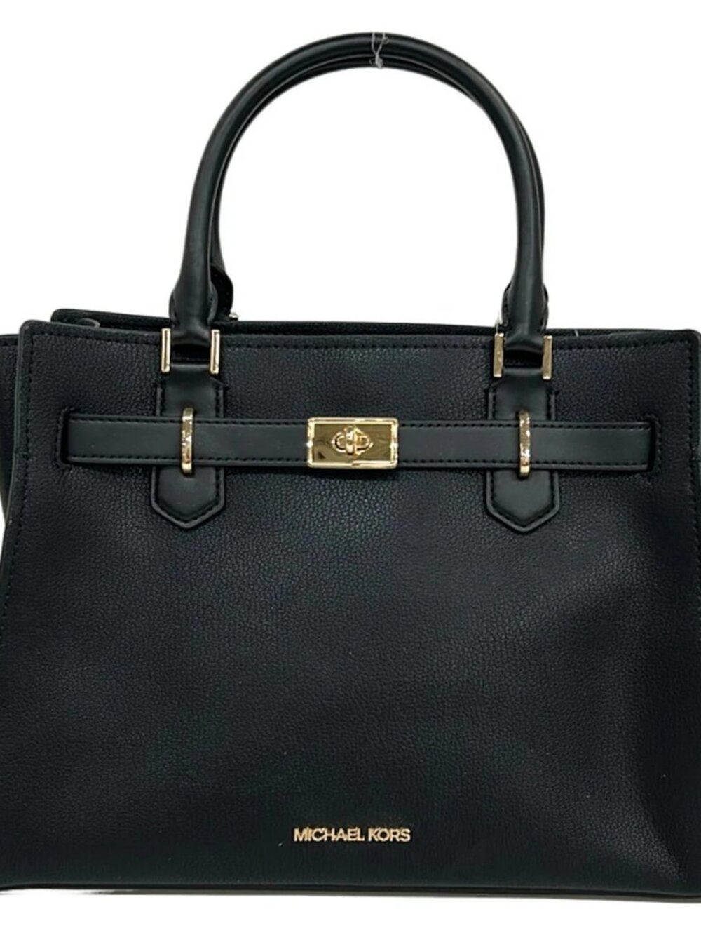 MICHAEL KORS Hamilton Medium Satchel 35T1GHMS2L Black Leather Tote Bag